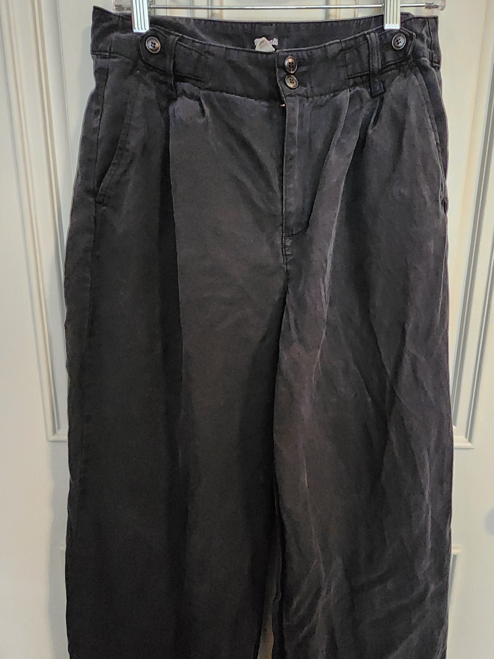 Madewell Womens Petite Black Harlow Wide-leg Pant in Drapey Twill 8P
